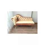 Aldagelsin Dekoratif Bihter Koltuk Josefin Puf 130 Cm Gold Ayak Vizon 43 X 135