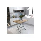 Aldagelsin Dekoratif Katlanır Masa Mutfak Masası (60*110) Kahve Mermer 60 X 115