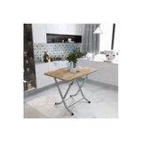 Aldagelsin Dekoratif Katlanır Masa Mutfak Masası 70*120 Kahve Mermer 70 X 120
