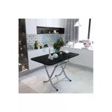 Aldagelsin Dekoratif Katlanır Masa Mutfak Masası (70*120) Siyah Mermer 70 X 120
