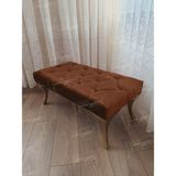 AldaGelsin Dekoratif Puf Gold Ayak 90 x 45 cm - 90*45 - Acı Kahve