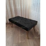 AldaGelsin Dekoratif Puf Gold Ayak 90 x 45 cm - Siyah