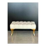 Aldagelsin Dekoratif Puf Özel Seri Krem Puf Gold Ayak Beyaz Gold 90 X 45