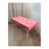 Aldagelsin Kapitoneli Ayak Ucu Kapı Önü Antre Bench Puf Beyaz Ayak (100*45) Pembe 100 X 40