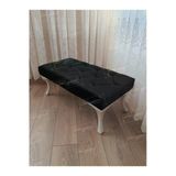Aldagelsin Kapitoneli Ayak Ucu Kapı Önü Antre Bench Puf Beyaz Ayak (110*45) Siyah 110 X 40