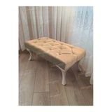 Aldagelsin Kapitoneli Ayak Ucu Kapı Önü Antre Bench Puf Beyaz Ayak (110*45) Vizon 110 X 40