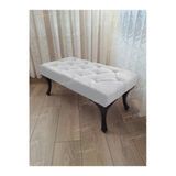 Aldagelsin Kapitoneli Ayak Ucu Kapı Önü Antre Bench Puf Beyaz Ayak (120*45) Siyah 120 X 45