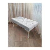Aldagelsin Kapitoneli Ayak Ucu Kapı Önü Antre Bench Puf Beyaz Ayak (90*45) Beyaz 90 X 45