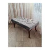 Aldagelsin Kapitoneli Ayak Ucu Kapı Önü Antre Bench Puf Ceviz Ayak (110*45) Gri 110 X 40