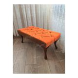 Aldagelsin Kapitoneli Ayak Ucu Kapı Önü Antre Bench Puf Ceviz Ayak (120*45) Turuncu 120 X 45