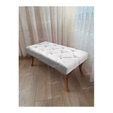 Aldagelsin Kapitoneli Ayak Ucu Kapı Önü Antre Bench Puf Gold Ayak (100*45) Beyaz 100 X 40