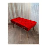 Aldagelsin Kapitoneli Ayak Ucu Kapı Önü Antre Bench Puf Gold Ayak (110*45) Kırmızı 110 X 40