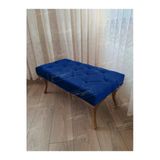 Aldagelsin Kapitoneli Ayak Ucu Kapı Önü Antre Bench Puf Gold Ayak (110*45) Lacivert 110 X 40