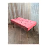 Aldagelsin Kapitoneli Ayak Ucu Kapı Önü Antre Bench Puf Gold Ayak (120*45) Pembe 120 X 45