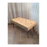 Aldagelsin Kapitoneli Ayak Ucu Kapı Önü Antre Bench Puf Gold Ayak (120*45) Vizon 120 X 45