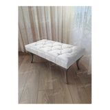 Aldagelsin Kapitoneli Ayak Ucu Kapı Önü Antre Bench Puf Gümüş Ayak (110*45) Beyaz 110 X 42