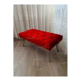 Aldagelsin Kapitoneli Ayak Ucu Kapı Önü Antre Bench Puf Gümüş Ayak (110*45) Kırmızı 110 X 40