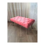 Aldagelsin Kapitoneli Ayak Ucu Kapı Önü Antre Bench Puf Gümüş Ayak (110*45) Pembe 110 X 42