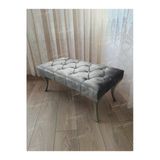 Aldagelsin Kapitoneli Ayak Ucu Kapı Önü Antre Bench Puf Gümüş Ayak (90*45) Gri 90 X 45