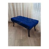 Aldagelsin Kapitoneli Ayak Ucu Kapı Önü Antre Bench Puf Siyah Ayak (110*45) Lacivert 110 X 42