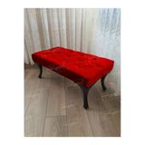 Aldagelsin Kapitoneli Ayak Ucu Kapı Önü Antre Bench Puf Siyah Ayak (120*45) Kırmızı 120 X 45