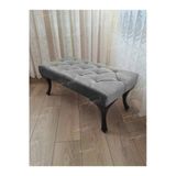 Aldagelsin Kapitoneli Ayak Ucu Kapı Önü Antre Bench Puf Siyah Ayak (90*45) Gri 90 X 45