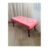 Aldagelsin Kapitoneli Ayak Ucu Kapı Önü Antre Bench Puf Siyah Ayak (90*45) Pembe 90 X 45