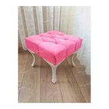 Aldagelsin Kapitoneli Makyaj Pufu Ayak Ucu Puf Beyaz Ayak (45*45) Pembe 45 X 45