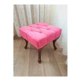 Aldagelsin Kapitoneli Makyaj Pufu Ayak Ucu Puf Ceviz Ayak (45*45) Pembe 45 X 45