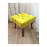 Aldagelsin Kapitoneli Makyaj Pufu Ayak Ucu Puf Ceviz Ayak (45*45) Sarı 45 X 45