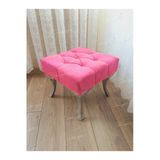 Aldagelsin Kapitoneli Makyaj Pufu Ayak Ucu Puf Gümüş Ayak (45*45) Pembe 45 X 45