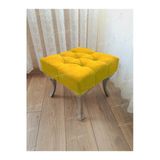 Aldagelsin Kapitoneli Makyaj Pufu Ayak Ucu Puf Gümüş Ayak (45*45) Sarı 45 X 45
