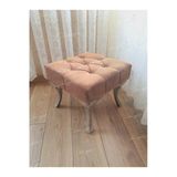Aldagelsin Kapitoneli Makyaj Pufu Ayak Ucu Puf Gümüş Ayak (45*45) Vizon 45 X 45