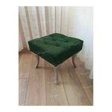Aldagelsin Kapitoneli Makyaj Pufu Ayak Ucu Puf Gümüş Ayak (45*45) Yeşil 45 X 45