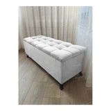 Aldagelsin Lüks Çizgi Kapitoneli Sandıklı Puf Bench 120 Cm Beyaz Ayak Siyah 120 X 45