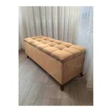 Aldagelsin Lüks Çizgi Kapitoneli Sandıklı Puf Bench 120 Cm Cevizayak Vizon 120 X 45