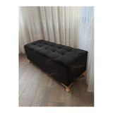 Aldagelsin Lüks Çizgi Kapitoneli Sandıklı Puf Bench 120 Cm Gold Ayak Siyah 120 X 45