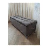 Aldagelsin Lüks Çizgi Kapitoneli Sandıklı Puf Bench 120 Cm Gümüş Ayak Antrasit 120 X 45