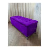 Aldagelsin Lüks Çizgi Kapitoneli Sandıklı Puf Bench 120 Cm Gümüş Ayak Lila 120 X 45