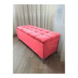 Aldagelsin Lüks Çizgi Kapitoneli Sandıklı Puf Bench 120 Cm Gümüş Ayak Pembe 120 X 45