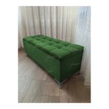 Aldagelsin Lüks Çizgi Kapitoneli Sandıklı Puf Bench 120 Cm Gümüş Ayak Yeşil 120 X 45