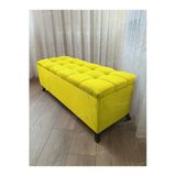Aldagelsin Lüks Çizgi Kapitoneli Sandıklı Puf Bench 120 Cm Siyah Ayak Sarı 120 X 45