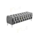 Aldagelsin Lüks Sandıklı Chester Puf Bench Ayakucu Koltuk 100 Cm Gri 45 X 100
