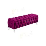 Aldagelsin Lüks Sandıklı Chester Puf Bench Ayakucu Koltuk 100 Cm Mor 45 X 100