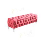 Aldagelsin Lüks Sandıklı Chester Puf Bench Ayakucu Koltuk 110 Cm Pembe 110 X 42