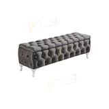 Aldagelsin Lüks Sandıklı Chester Puf Bench Ayakucu Koltuk 120 Cm Antrasit Gri 120 X 45