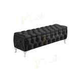 Aldagelsin Lüks Sandıklı Chester Puf Bench Ayakucu Koltuk 120 Cm Siyah 120 X 45