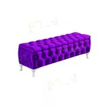 Aldagelsin Lüks Sandıklı Chester Puf Bench Ayakucu Koltuk 90 Cm Eflatun 90 X 45