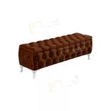 Aldagelsin Lüks Sandıklı Chester Puf Bench Ayakucu Koltuk 90 Cm Kahve 90 X 45