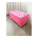 Aldagelsin Lüks Sandıklı Kapitoneli Ayakucu Puf Bench 100 Cm Gümüş Ayak Pembe